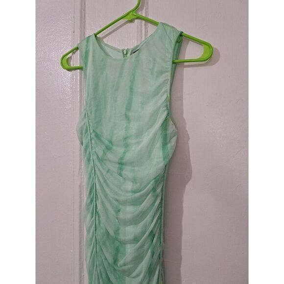 Zara Womens Large Tulle Midi Bodycon Mesh Mint Green Stretch - Picture 4 of 8